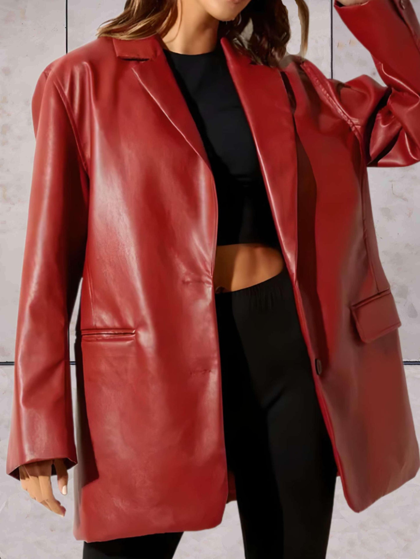 Katharina | Damen Winter-Blazer aus Kunstleder