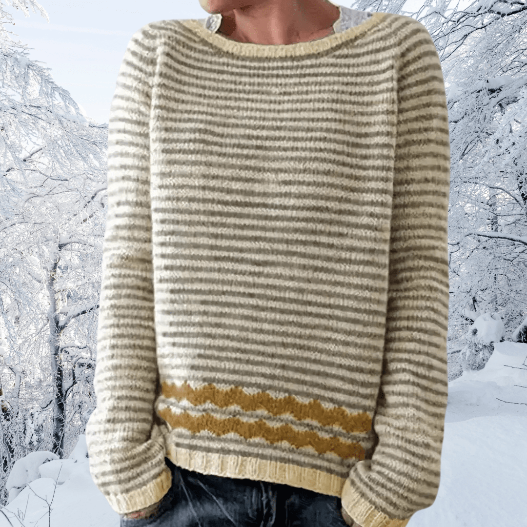 Greta | Damen Winterpullover mit Streifen und Lockerer Passform