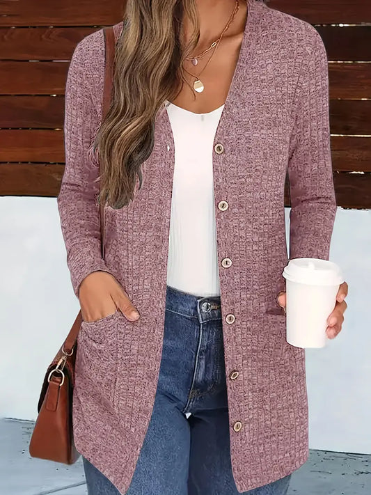 Greta | Damen Winterstrickjacke mit Knöpfen