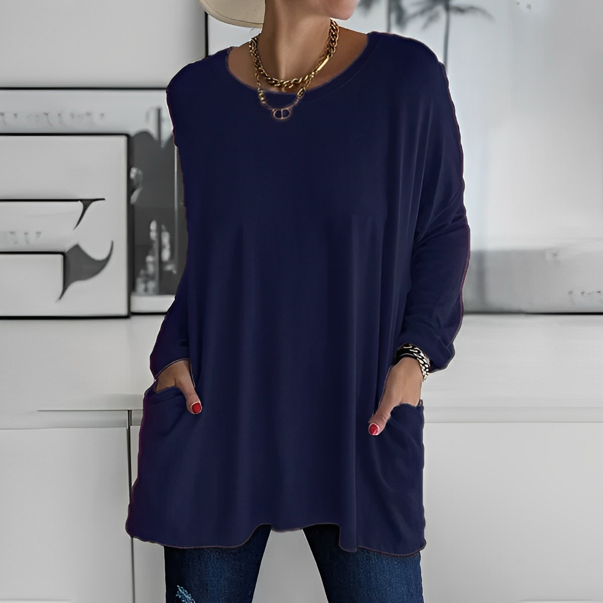 Kerstin | Stylischer Langer Pullover mit Taschen