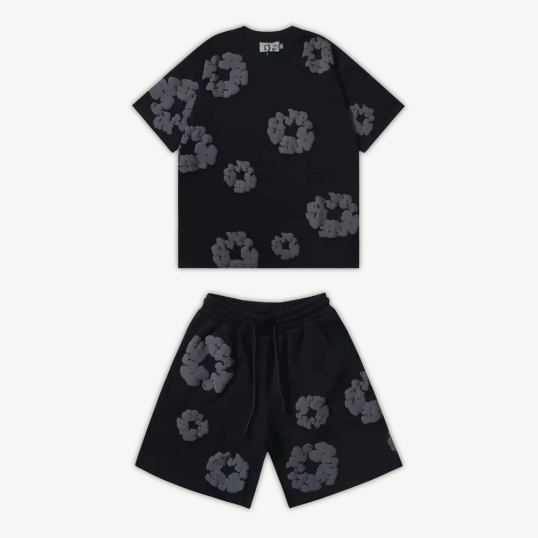 Sebastian | Unisex T-Shirt-und-Shorts-Set mit Blumenmuster