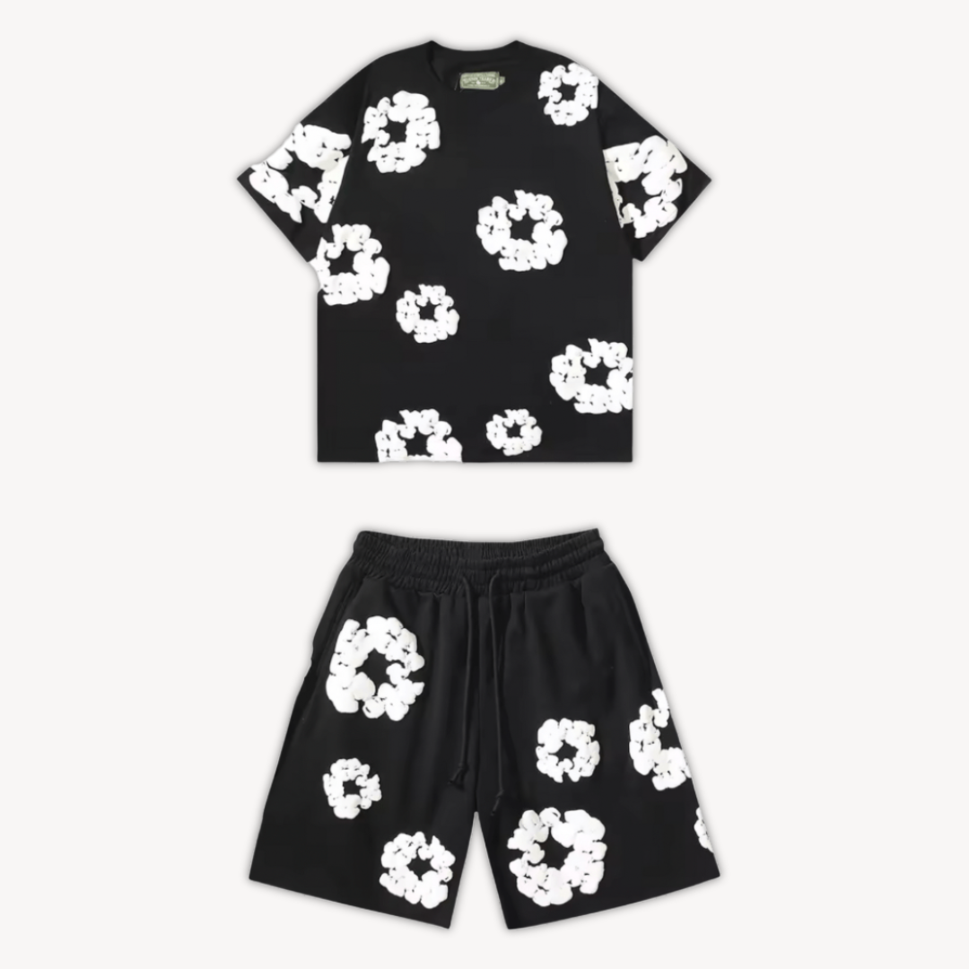 Sebastian | Unisex T-Shirt-und-Shorts-Set mit Blumenmuster