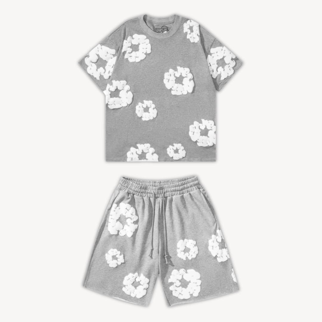 Sebastian | Unisex T-Shirt-und-Shorts-Set mit Blumenmuster