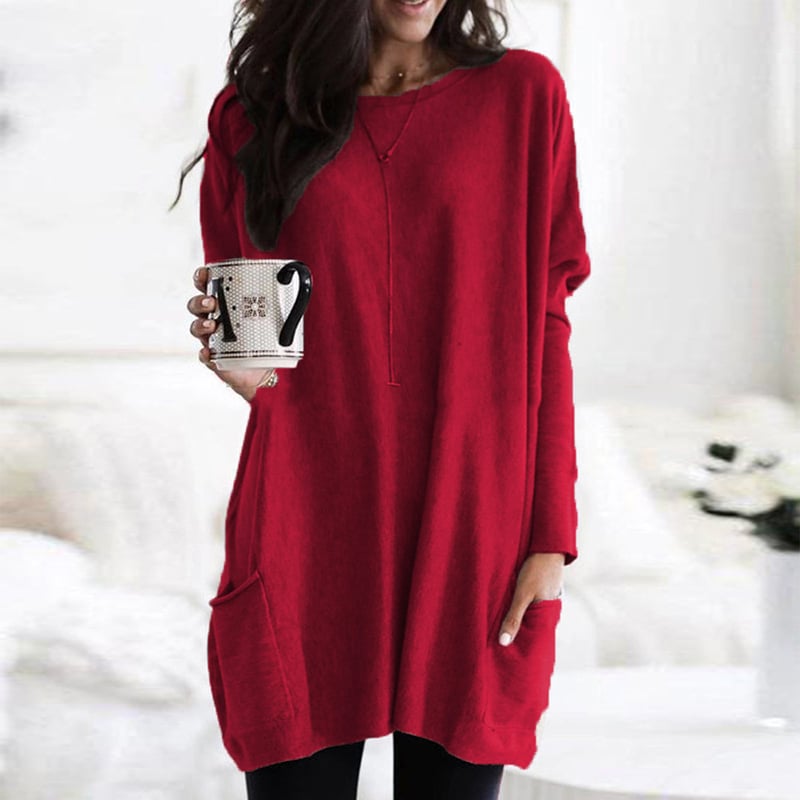 Stefanie | Bequemer Langer Pullover mit Taschen
