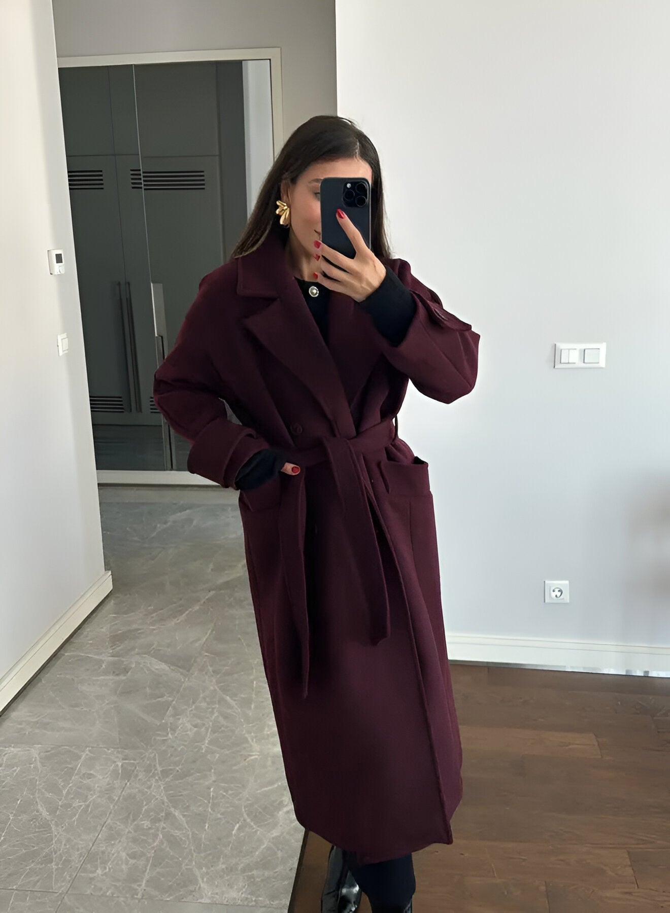 Marion | Damen Winter Trenchcoat mit Gürtel