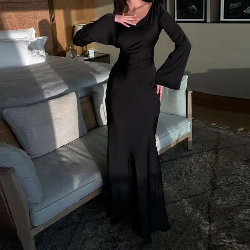 Daniela | Damen Winter Langarm Maxikleid