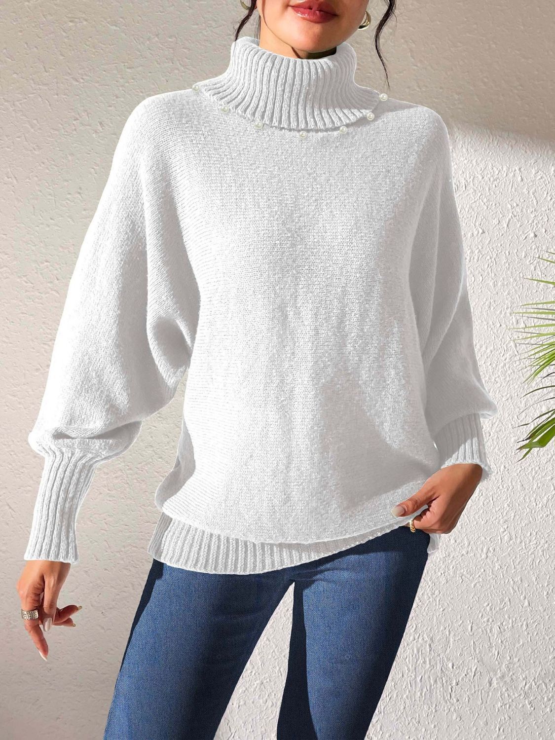 Maja | Damen Winterpullover mit Perlendetails