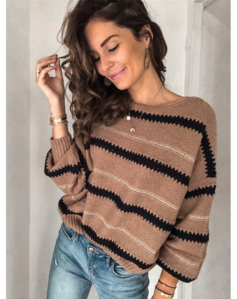 Elfriede | Damen Gestreifter Freizeit-Winterpullover