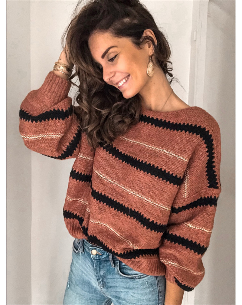 Elfriede | Damen Gestreifter Freizeit-Winterpullover