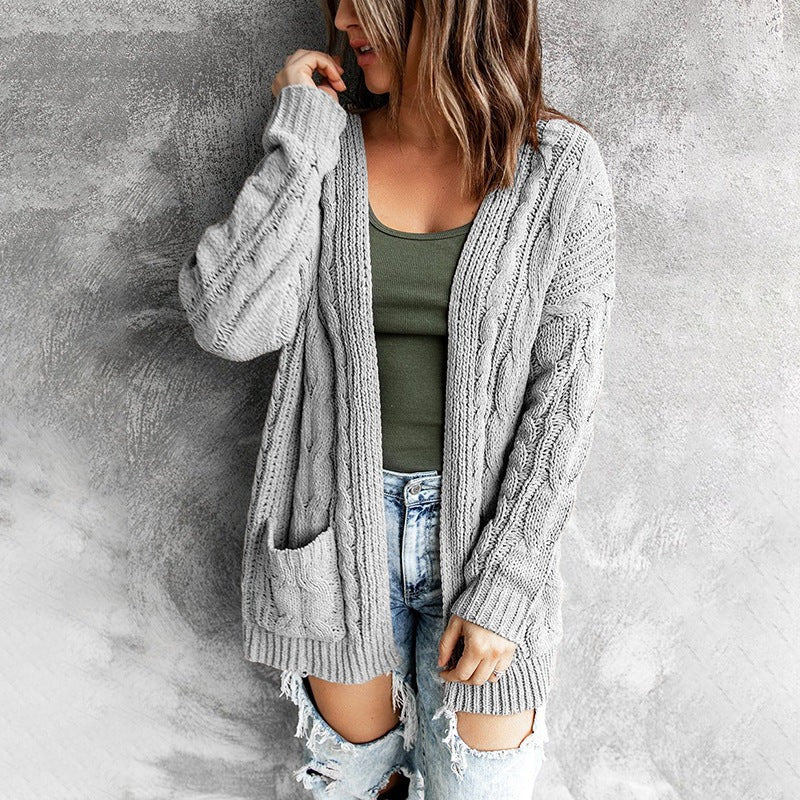 Maja | Damen Winter-Strickcardigan mit Zopfmuster