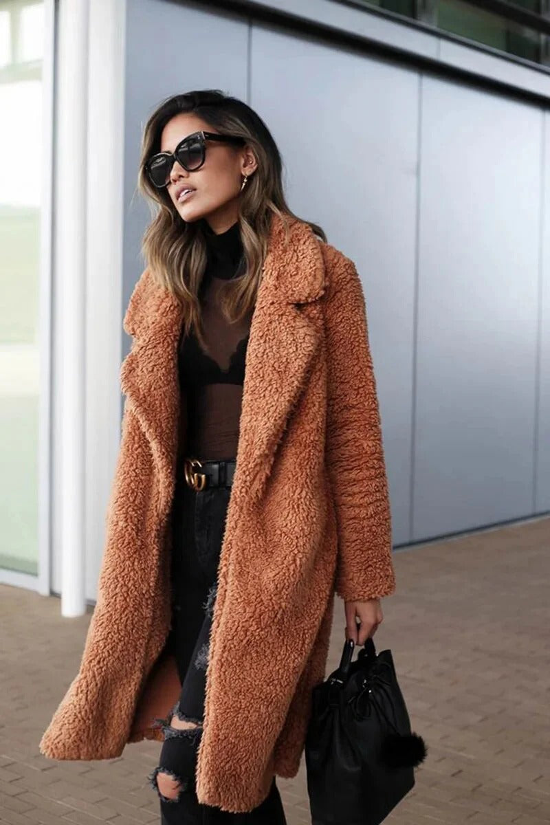 Yvonne | Damen Winter Teddy Mantel mit Lockerer Passform