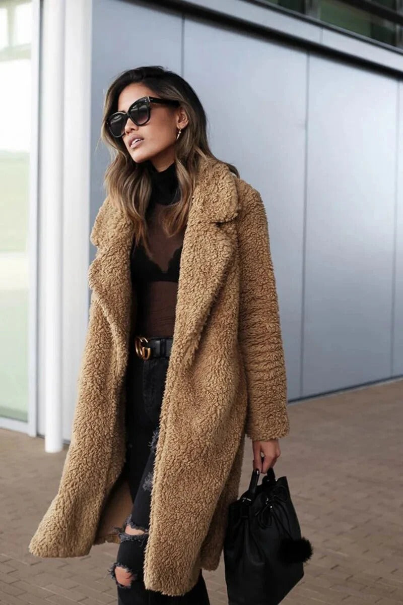 Yvonne | Damen Winter Teddy Mantel mit Lockerer Passform