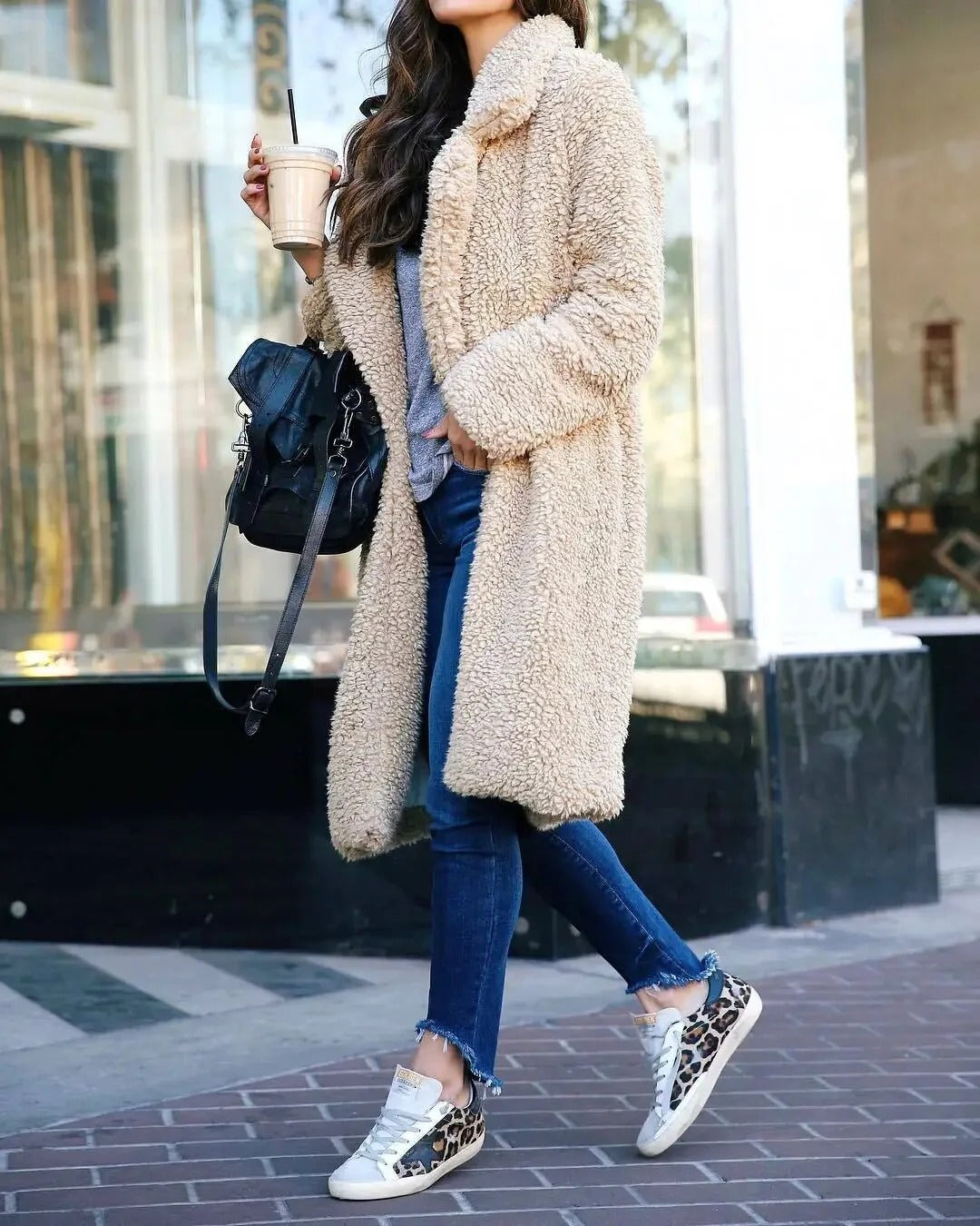 Yvonne | Damen Winter Teddy Mantel mit Lockerer Passform