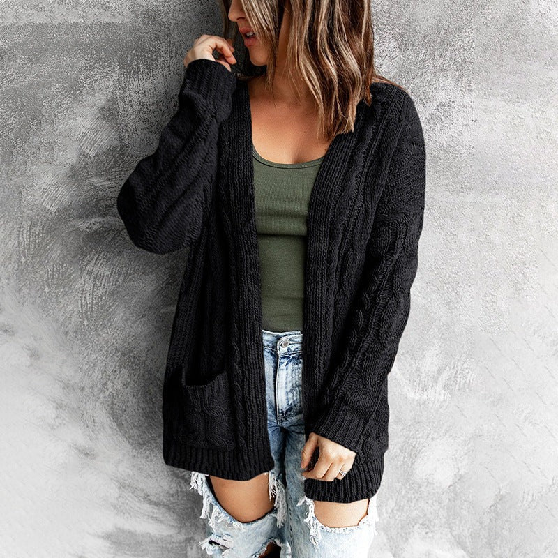 Maja | Damen Winter-Strickcardigan mit Zopfmuster