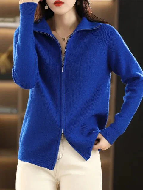 Marie | Damen Strickjacke mit Reißverschluss und langen Ärmeln
