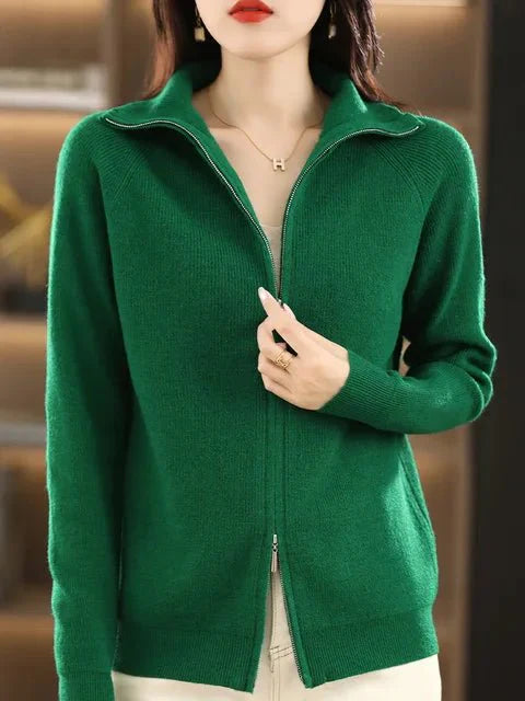 Marie | Damen Strickjacke mit Reißverschluss und langen Ärmeln