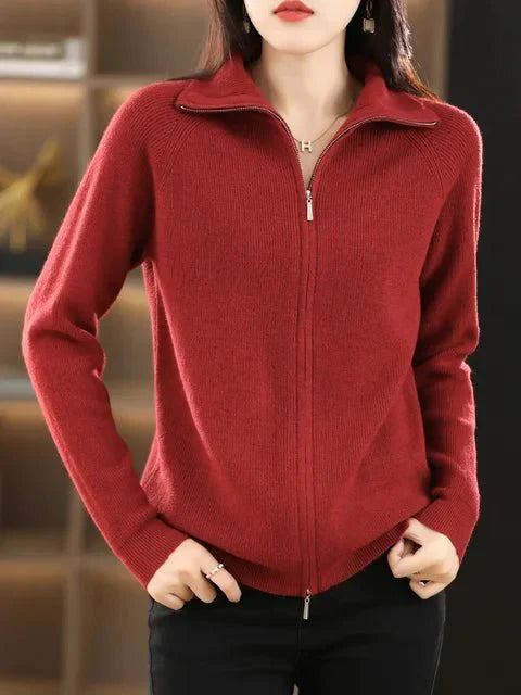 Marie | Damen Strickjacke mit Reißverschluss und langen Ärmeln