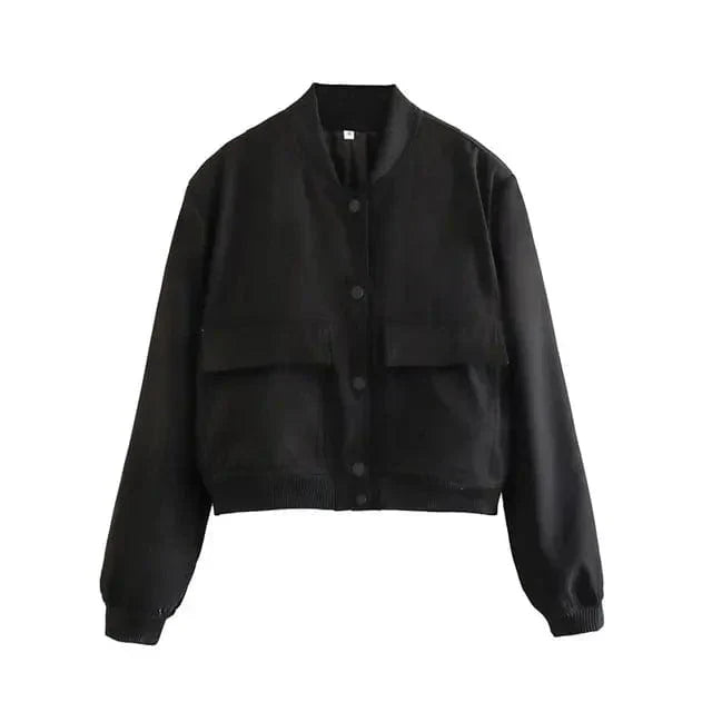 Kerstin | Damen Cropped Casual Jacke mit Taschen