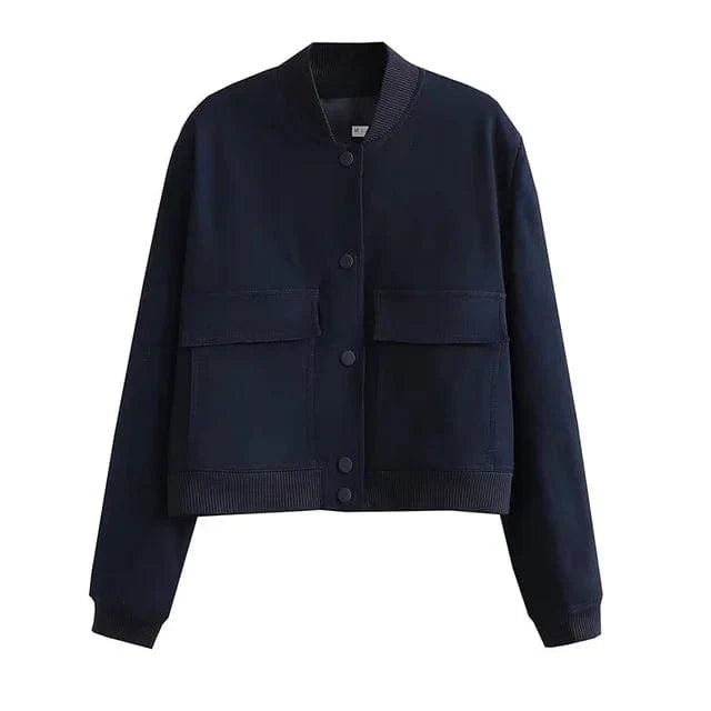 Kerstin | Damen Cropped Casual Jacke mit Taschen