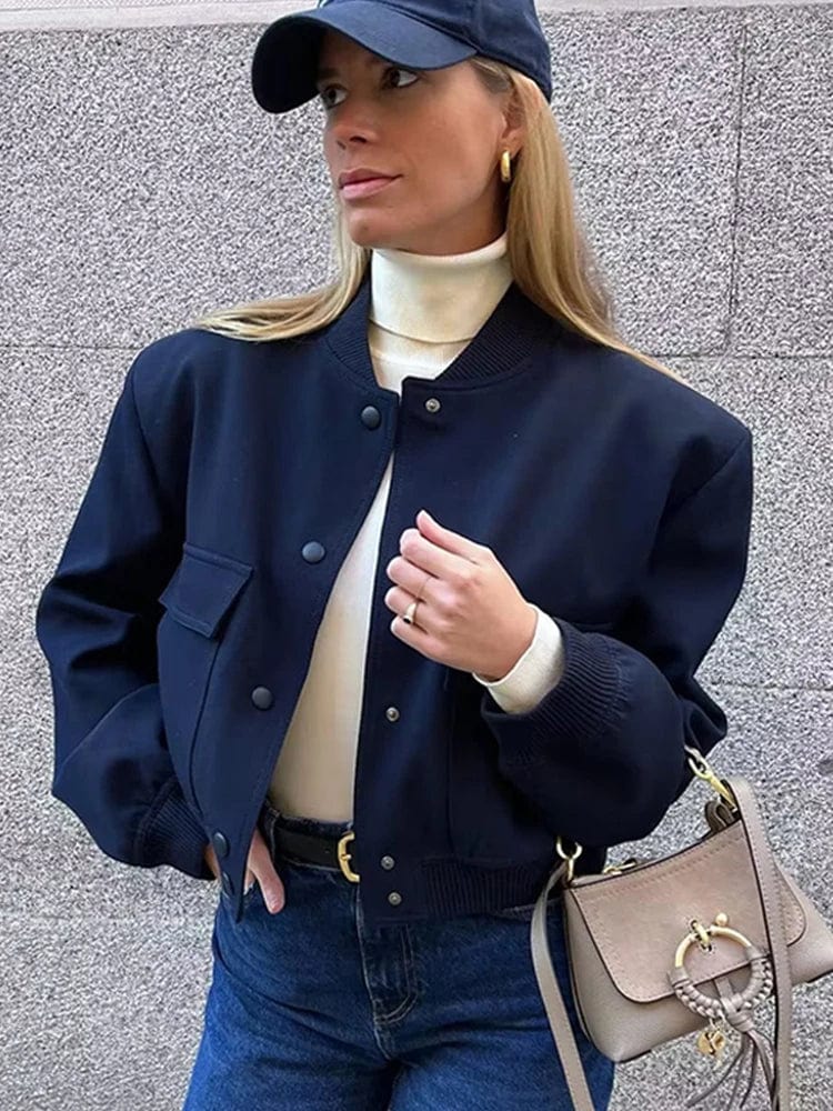 Kerstin | Damen Cropped Casual Jacke mit Taschen