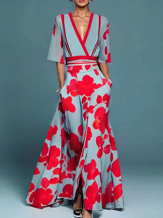 Annika | Stilvolles Elegantes Maxikleid mit Blumenmuster