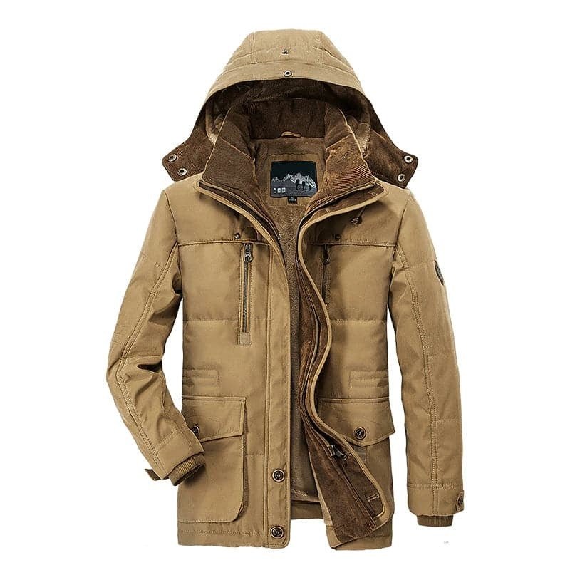 Ivone | Herren Winter Parka Jacke mit Kapuze und Fellfutter