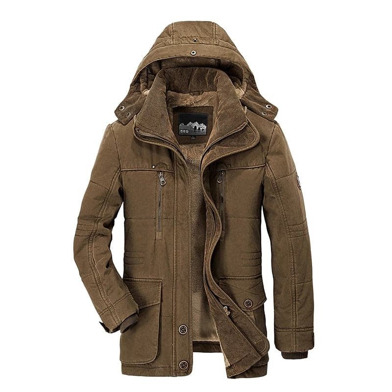 Ivone | Herren Winter Parka Jacke mit Kapuze und Fellfutter