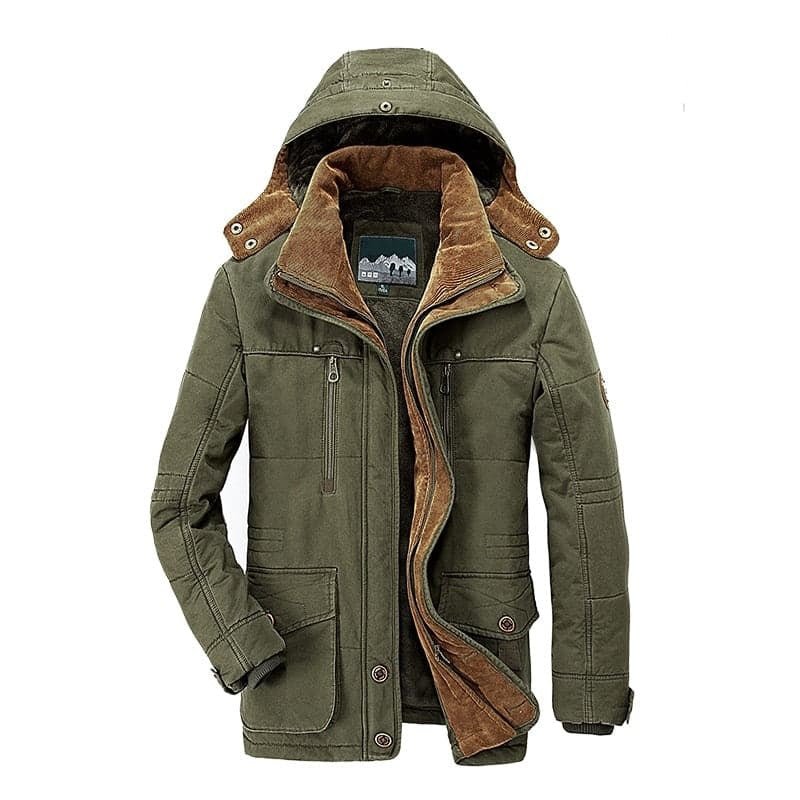 Ivone | Herren Winter Parka Jacke mit Kapuze und Fellfutter
