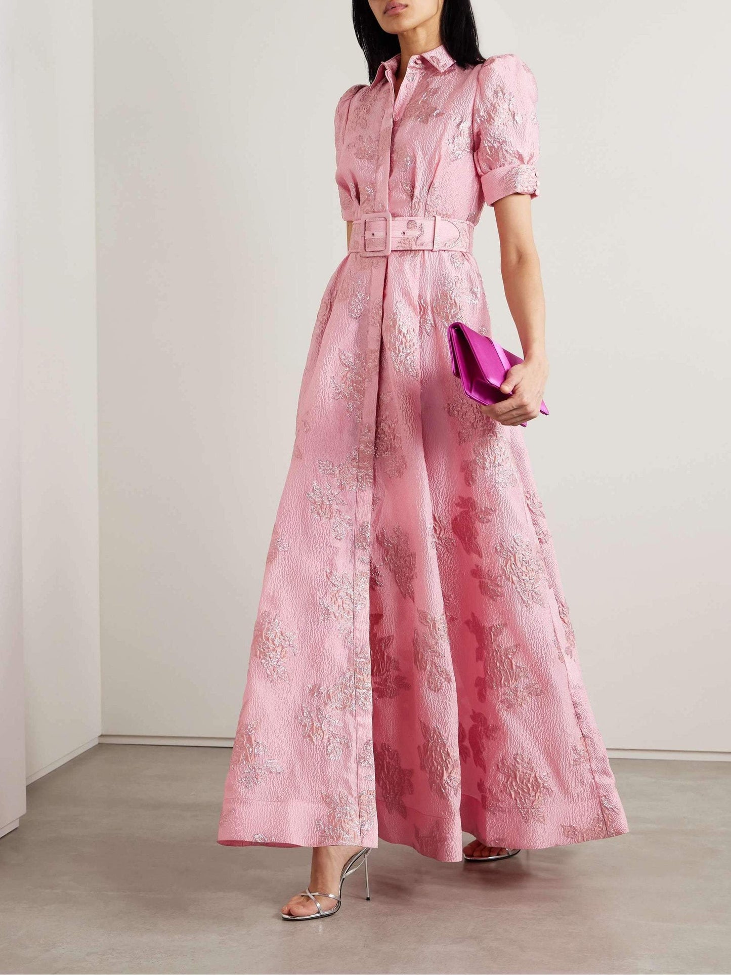 Karin | Elegantes Blumiges Jacquard-Kleid