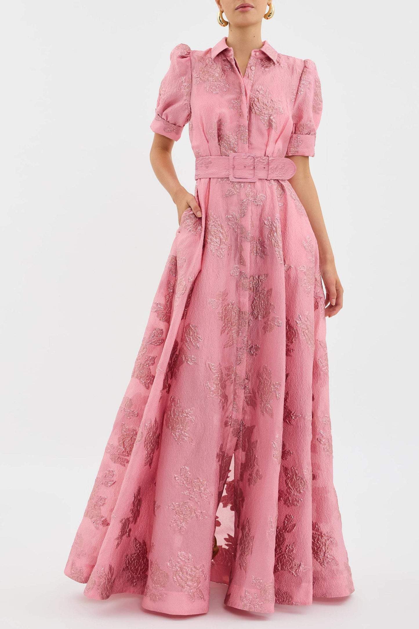 Karin | Elegantes Blumiges Jacquard-Kleid