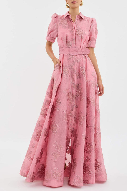 Karin | Elegantes Blumiges Jacquard-Kleid