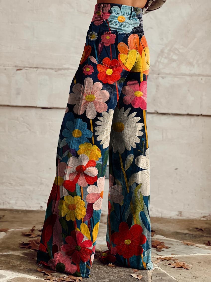 Elke | Denim-Hose mit Blumenexplosion