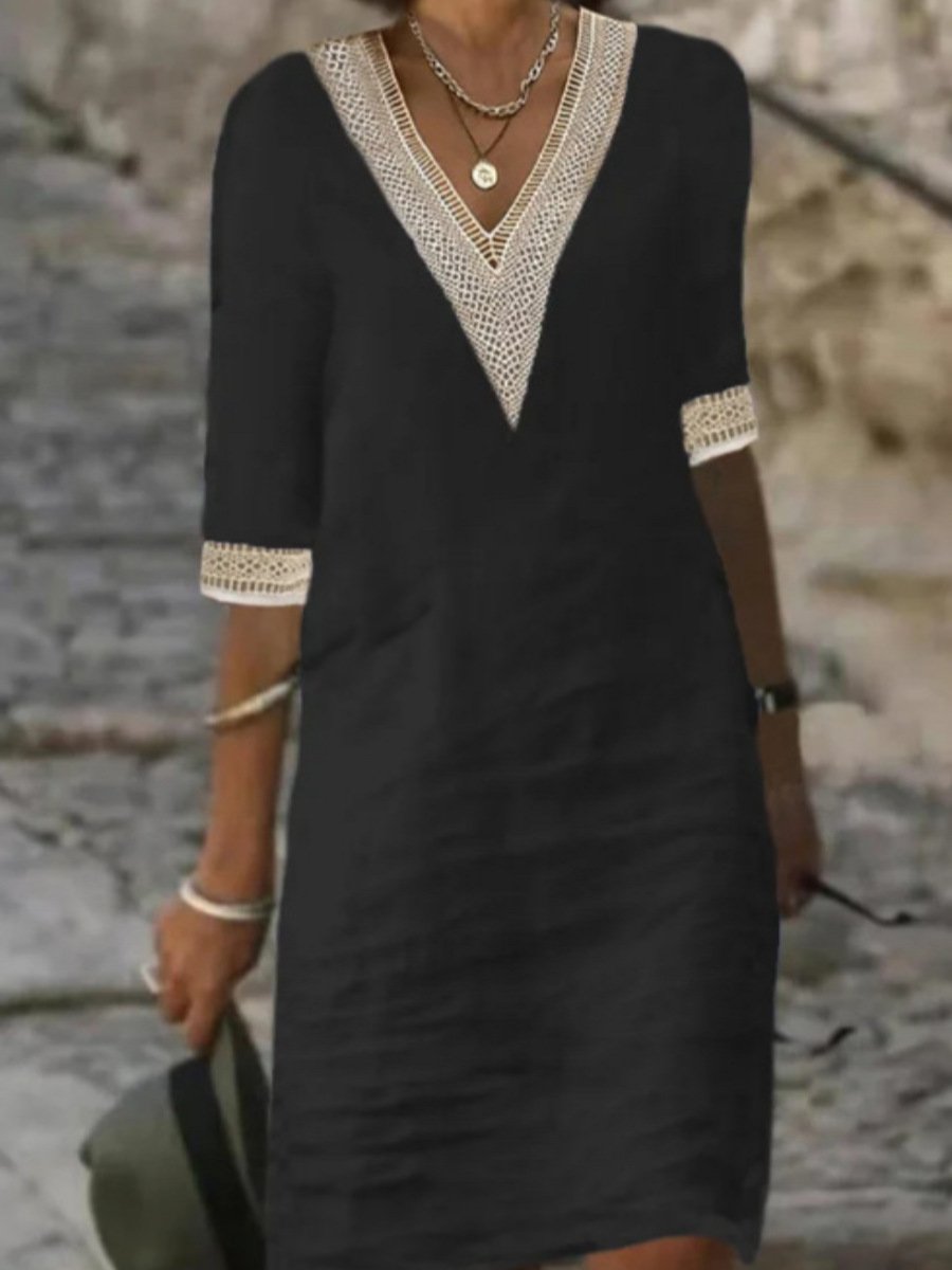 Franziska | Locker sitzendes Kleid mit Spitzenbesatz