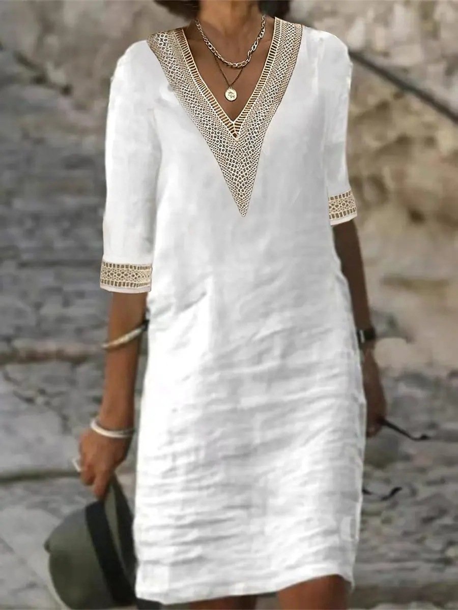 Franziska | Locker sitzendes Kleid mit Spitzenbesatz