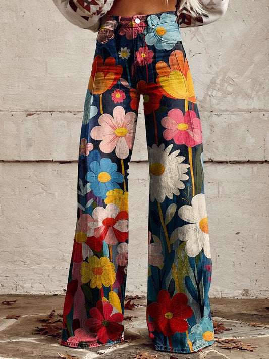 Elke | Denim-Hose mit Blumenexplosion