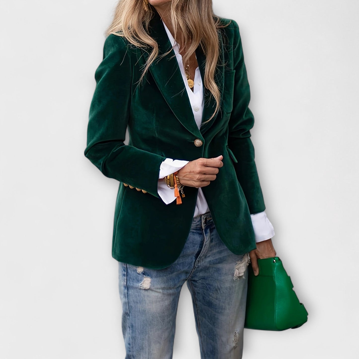Sarah | Samtblazer mit Goldenen Details