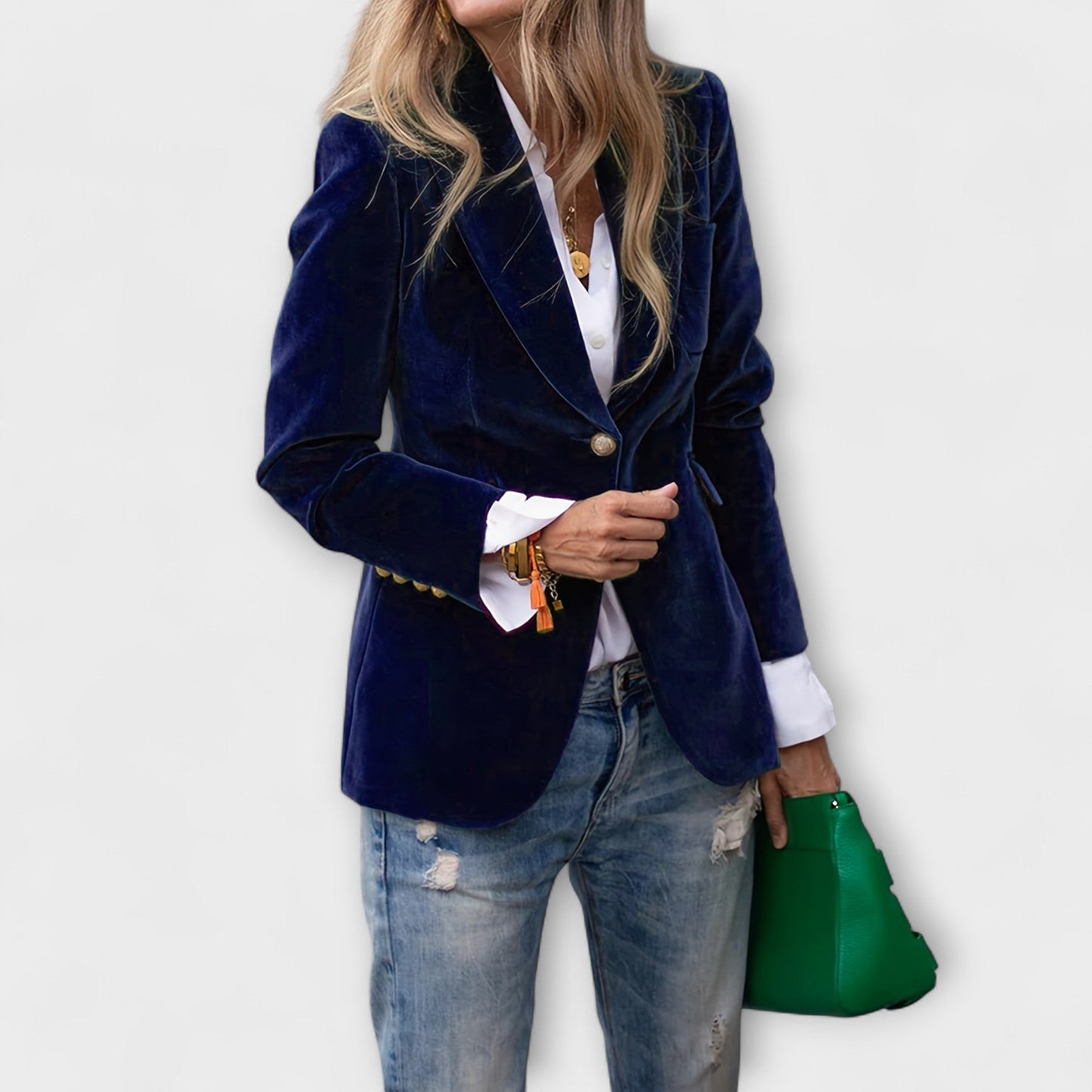 Sarah | Samtblazer mit Goldenen Details
