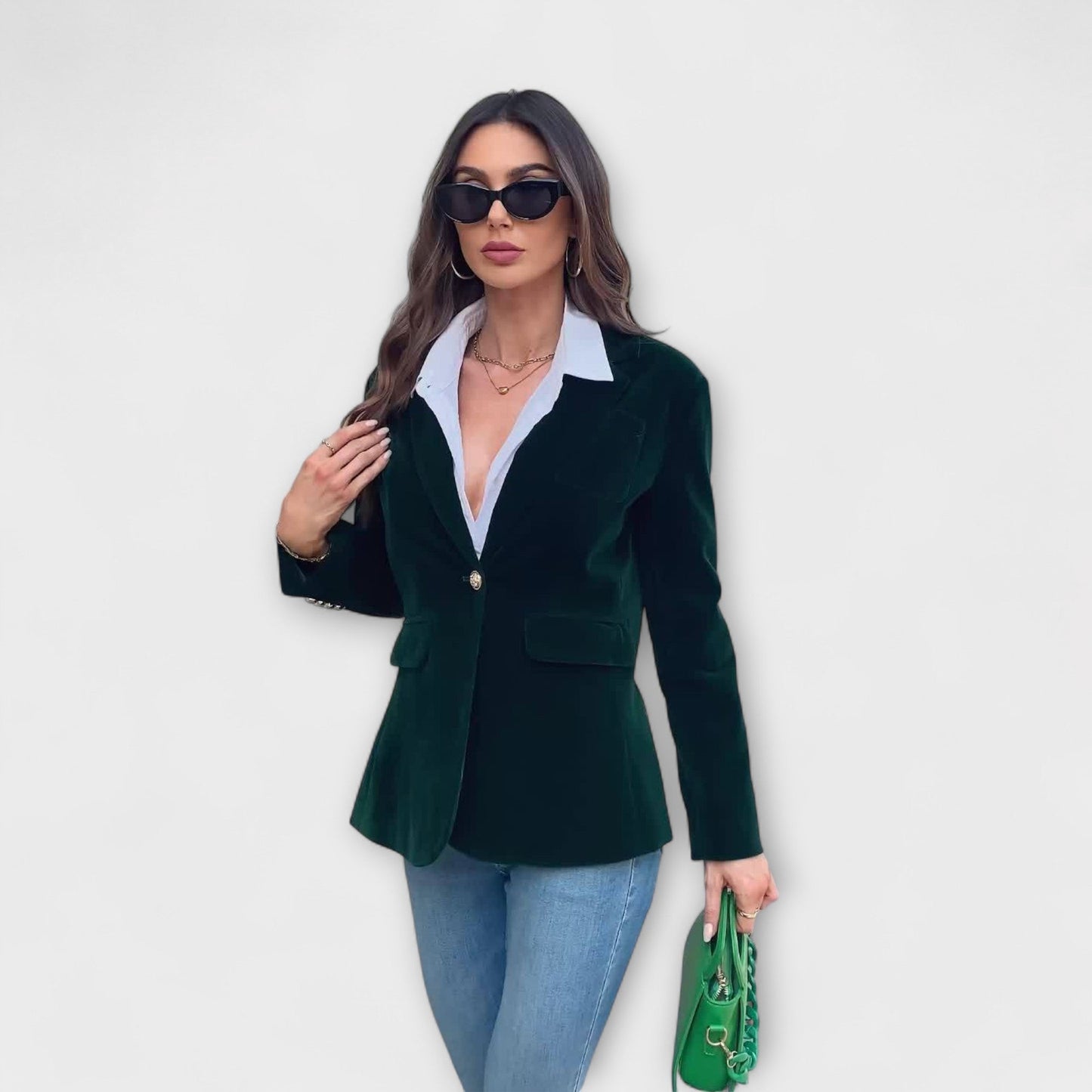 Sarah | Samtblazer mit Goldenen Details