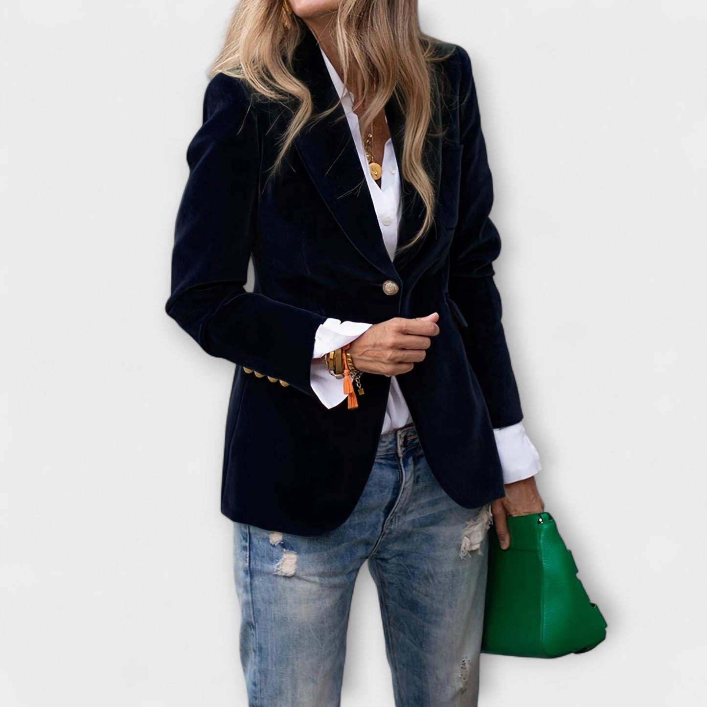 Sarah | Samtblazer mit Goldenen Details
