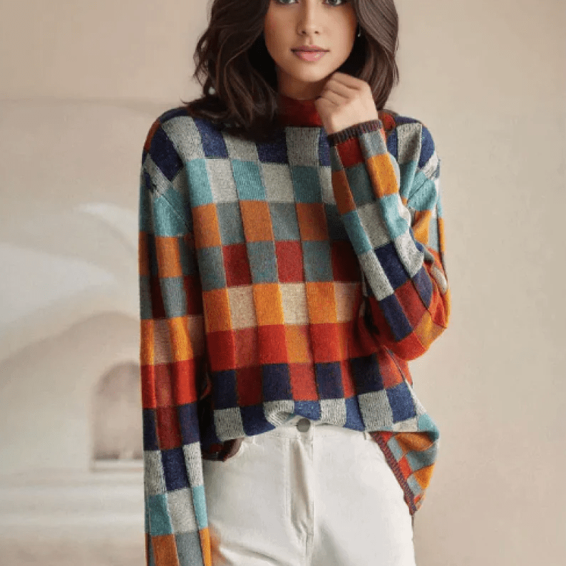 Anke | Damen Winter Rollkragenpullover mit auffälligen Mustern
