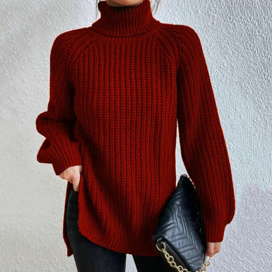 Ursula | Damen Winter Rippstrickpullover mit Rollkragen