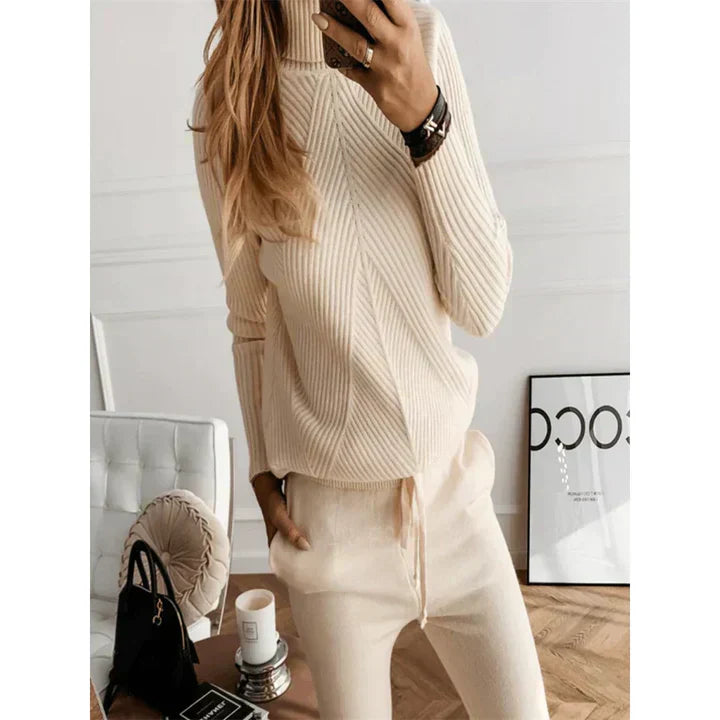 Helga | Damen Rollkragen Rippstrick Pullover