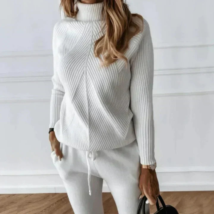 Helga | Damen Rollkragen Rippstrick Pullover