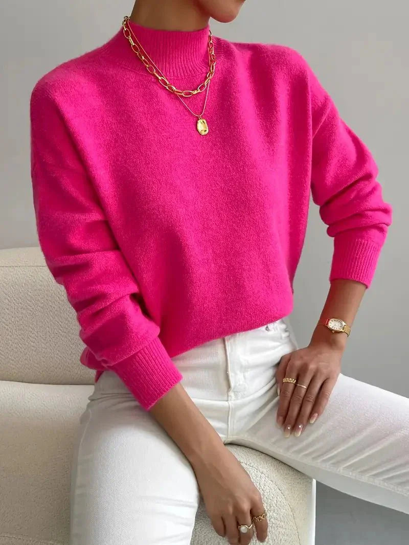 Marina | Damen Winter Rollkragen Strickpullover mit Rippenmuster