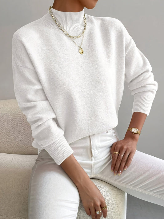 Marina | Damen Winter Rollkragen Strickpullover mit Rippenmuster