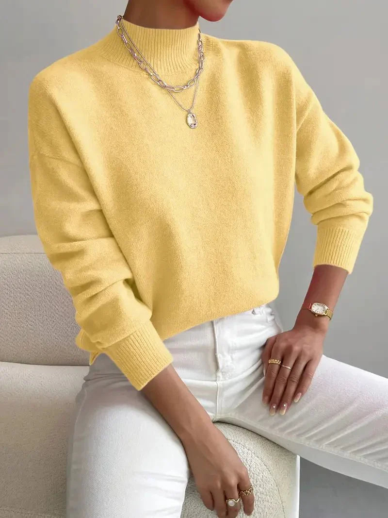 Marina | Damen Winter Rollkragen Strickpullover mit Rippenmuster