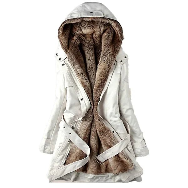 Stefanie | Bequemer Mantel mit Kunstfell Damen