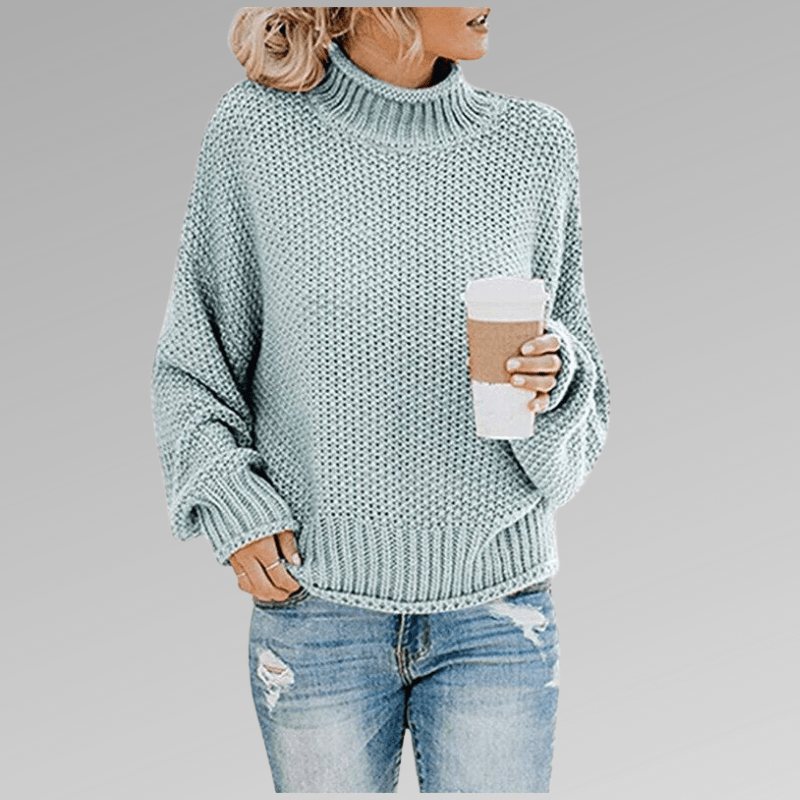 Felicia | Damen Gemütlicher Strickpullover mit hohem Kragen
