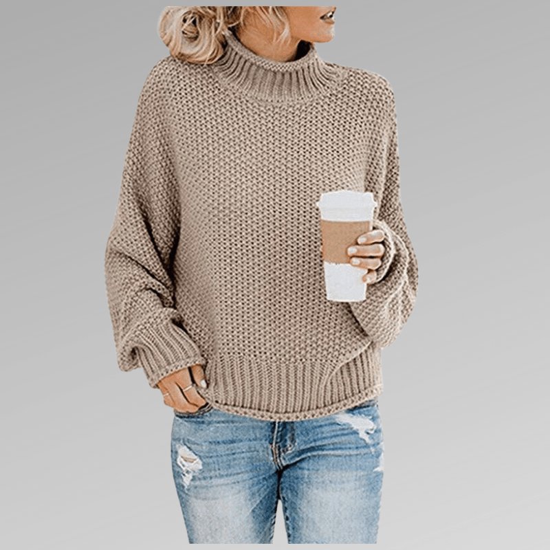 Felicia | Damen Gemütlicher Strickpullover mit hohem Kragen