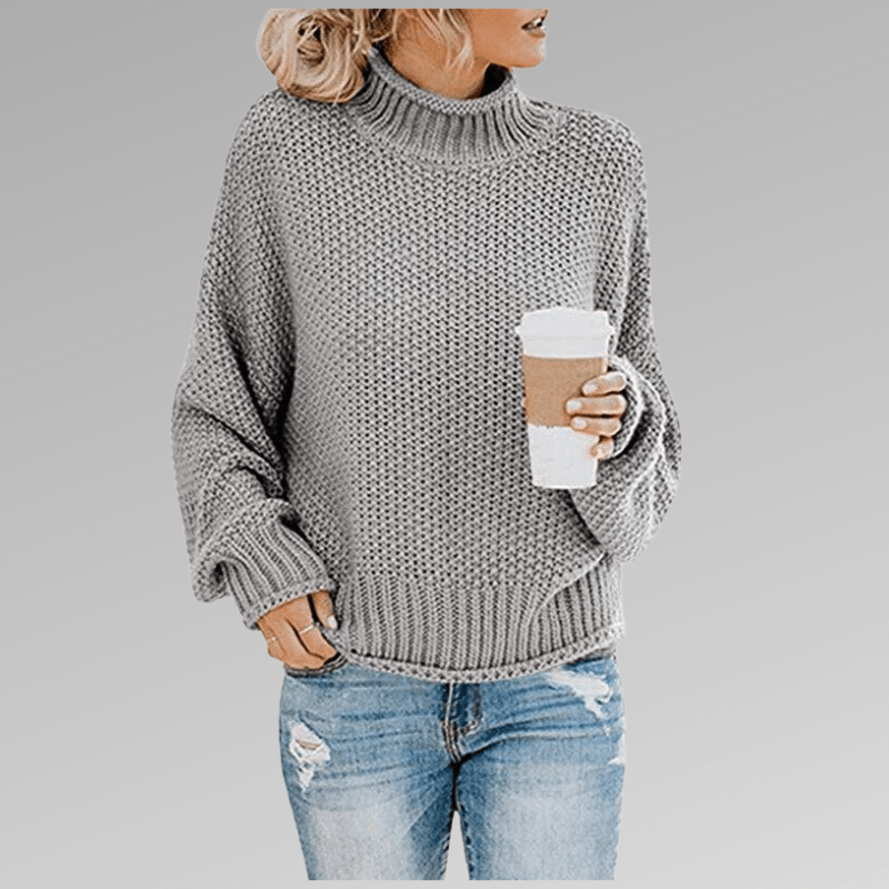 Felicia | Damen Gemütlicher Strickpullover mit hohem Kragen